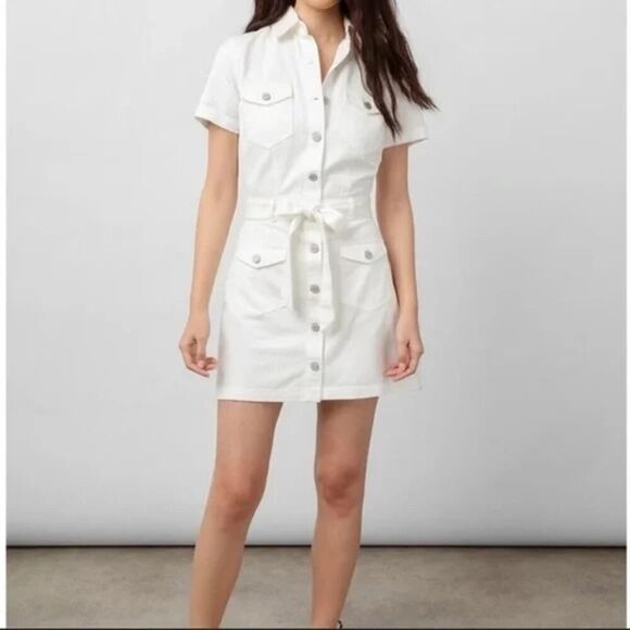 RAILS DANICA WHITE DENIM DRESS SIZE S - Picture 4 of 10